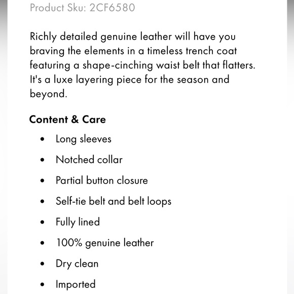 NWT BAGATELLE COLLECTION gorgeous chocolate leather trench coat - Picture 4 of 8